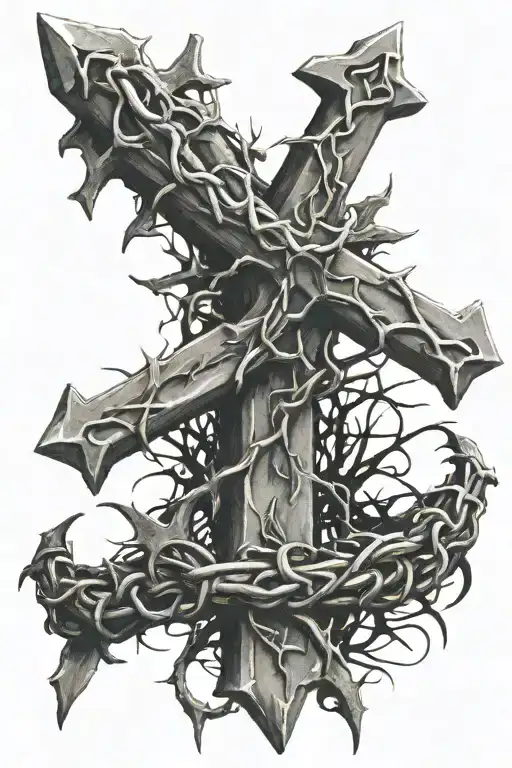 Cross With Crown Of Thorns