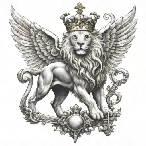 Lion With Crown Winged Sword Vatican Keys
