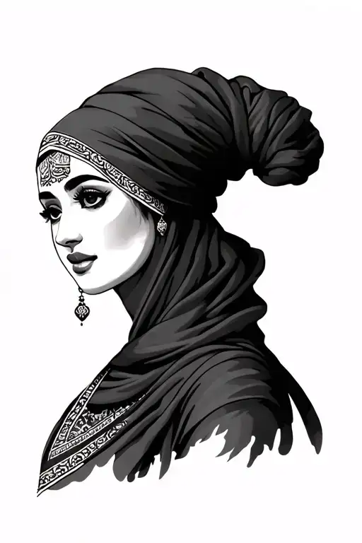 Arabic Woman And Arab Mosque