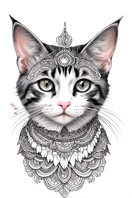 Kedi Ve Mandala Design Incorporating Elements