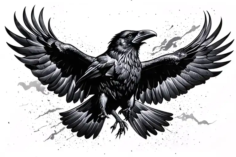 Raven Flying And Attacking