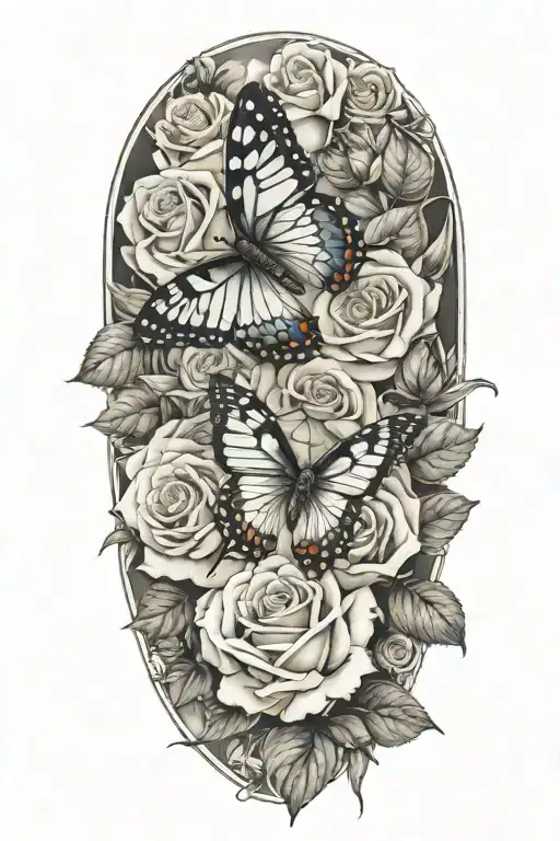 Butterfly And Roses
