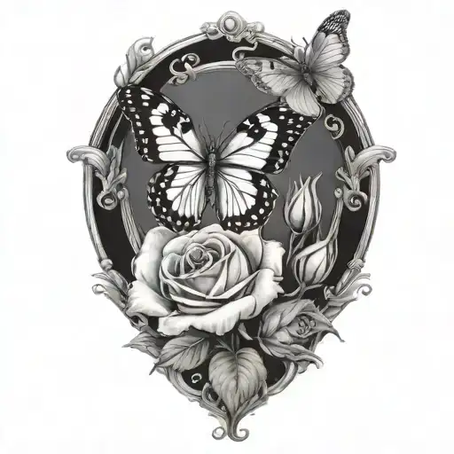 Butterfly And Roses