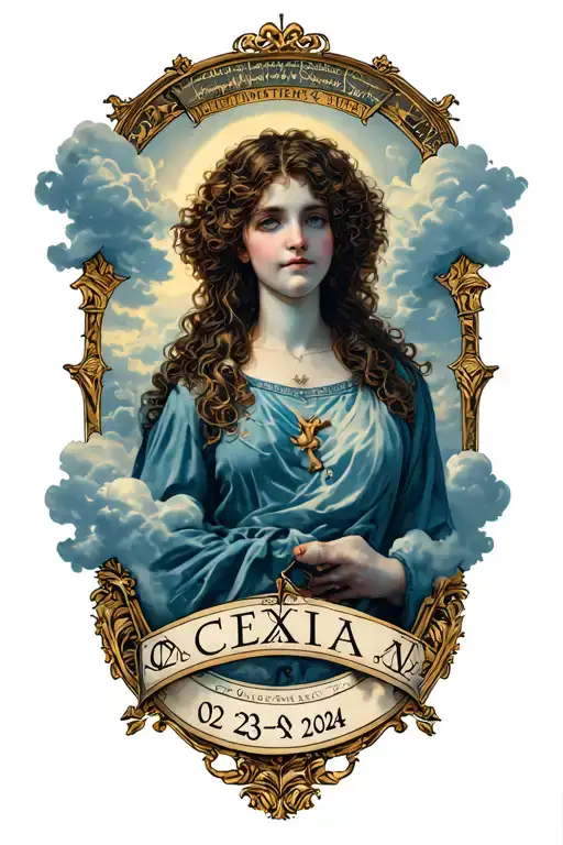 Celia In Old English Font With Clouds And 02-23-2024 In Roman Numerals