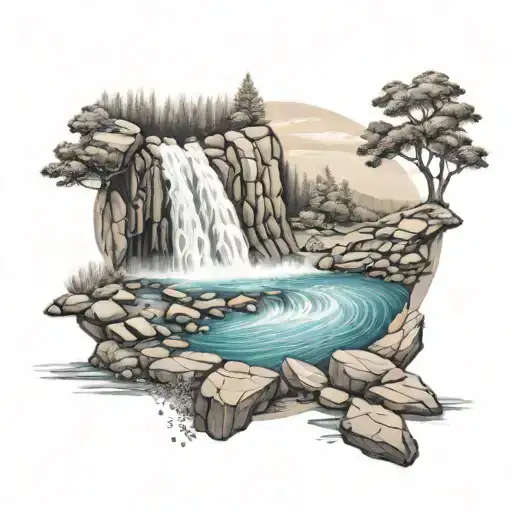 Waterfall And River Flowing