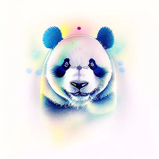 Panda With Aurora Borealis Instead Of Black Dot On The Skin