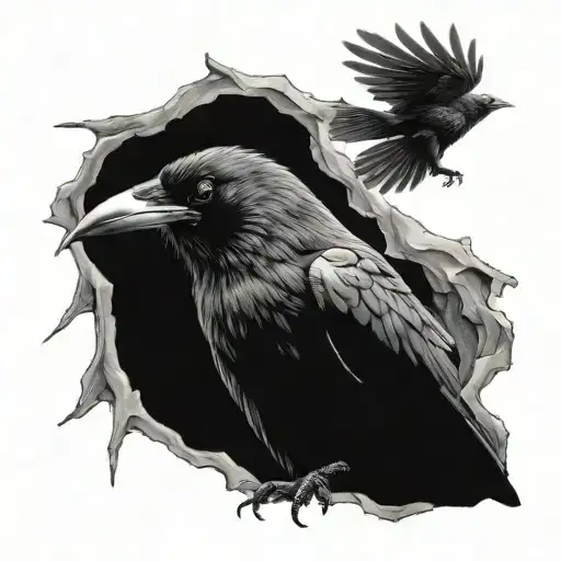 Crow Using Stick To Open Black Hole