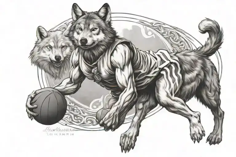 Combine A Wolf And A Greek God In A Basketball-themed