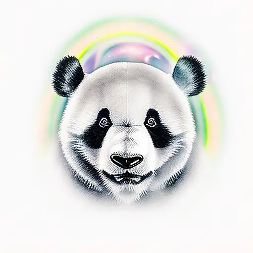 Panda With Aurora Borealis Instead Of Black Skin Dot