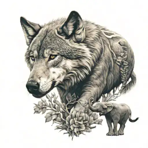 Wolf And Elephant