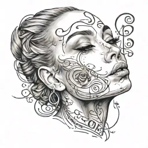 Aa Womans Face With Love Written Around Her