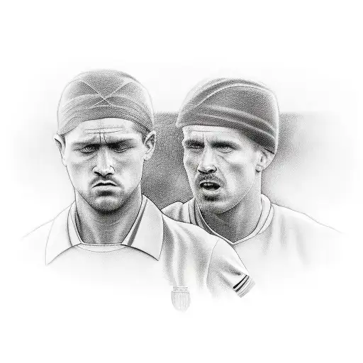 Father And Son The Shoulder At Soccer Stadium