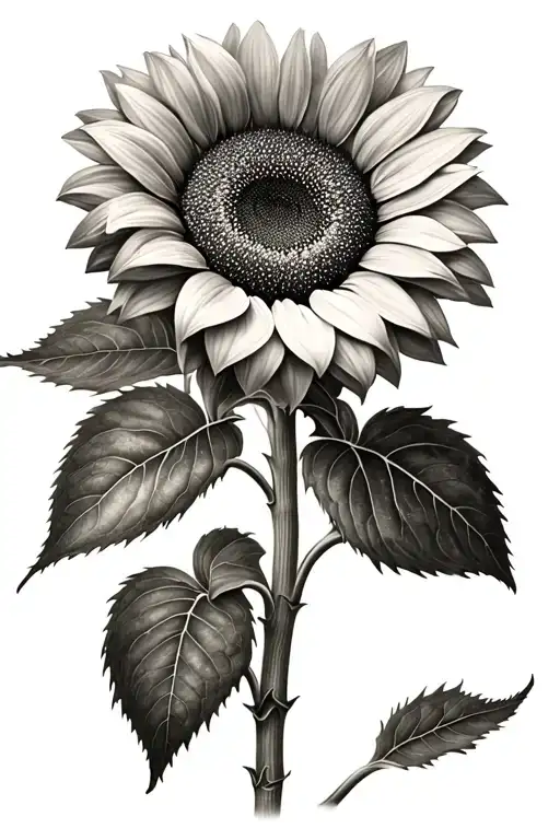 Realistic Sunflower With Stem