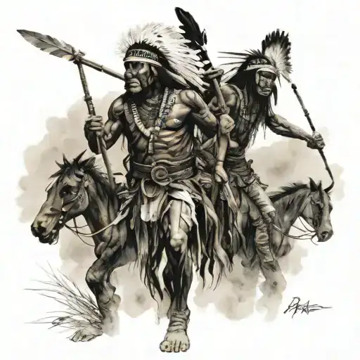 Native American Dead Warriors Battle Landscape