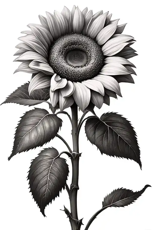 Realistic Sunflower With Stem