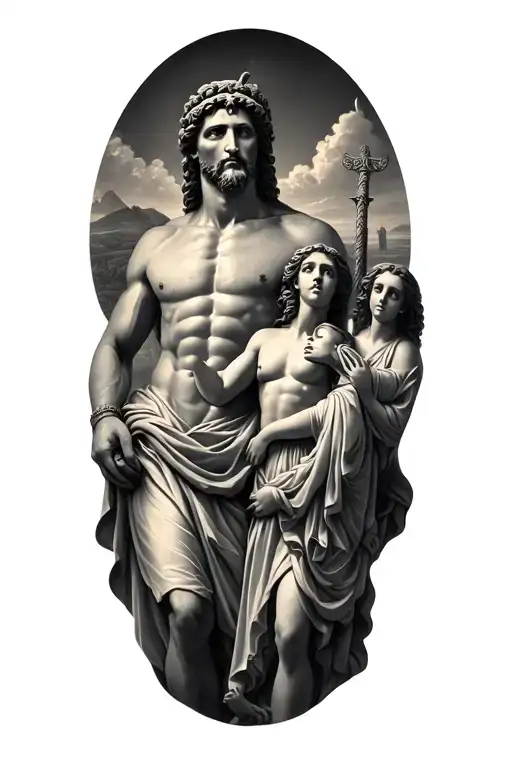Greek God Tattoo About Protecting His Family