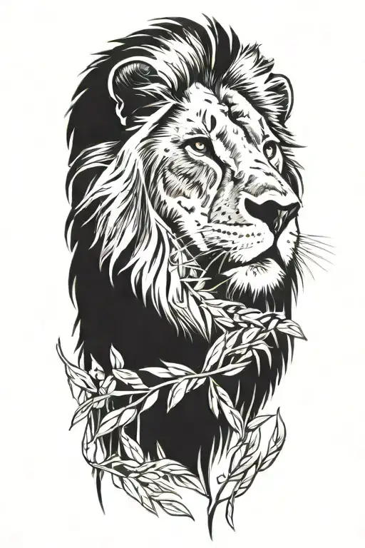 Lion Wrapped In Olive Branches