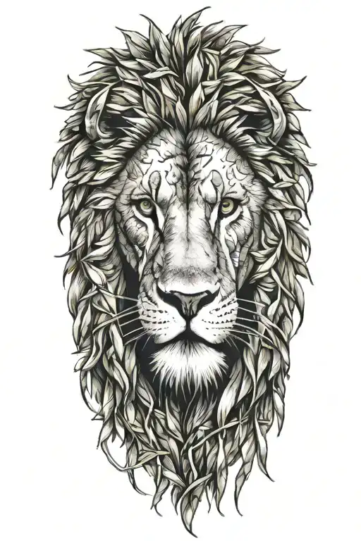 Lion Wrapped In Olive Branches
