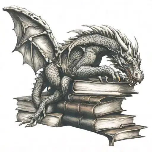 Dragon Sleeping On Books