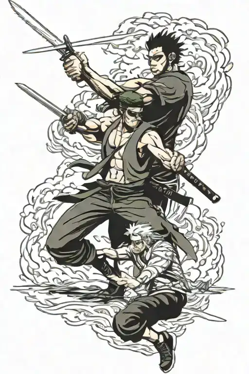 Roronoa Zoro And Zabuza Momochi Fighting