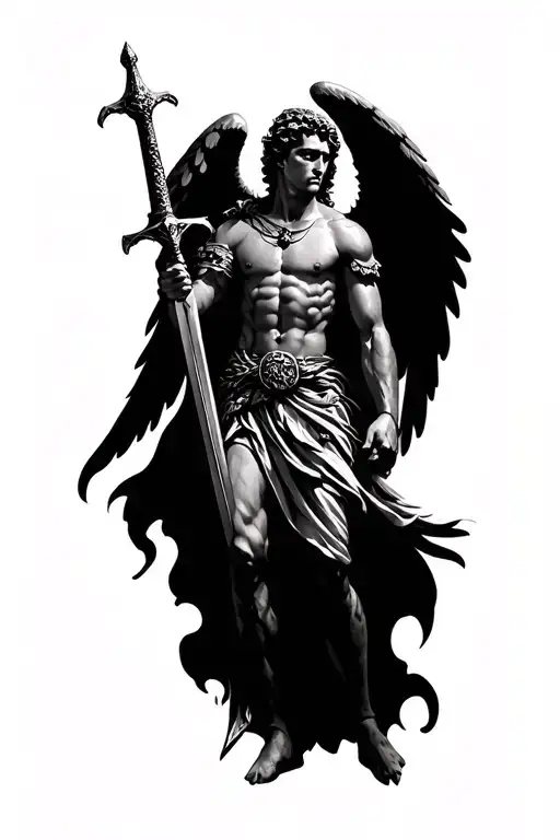 Archangel Michael With A Sword Stencil Art