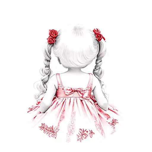 A Little Girl In A Red Dress