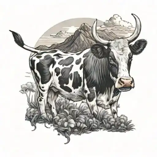 A Cow Wearing Mickey Mouse Ears In Front Of The Mourne Mountains