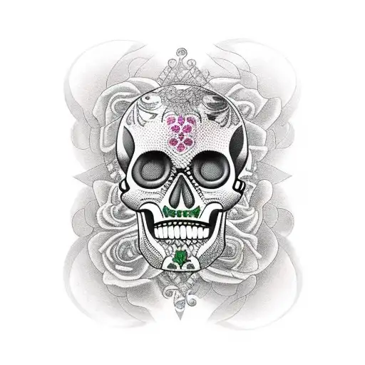 Mexican Skull With Clover