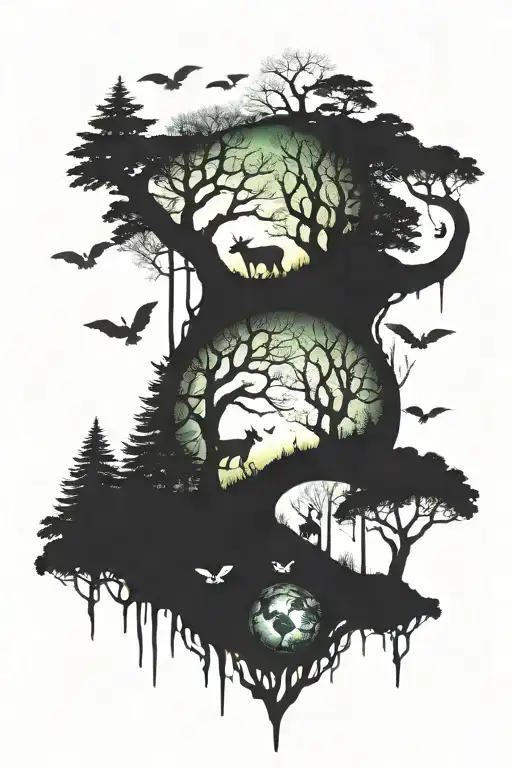 A Mystical Forest With Gaming Symbols Hidden Among The Trees And Wildlife