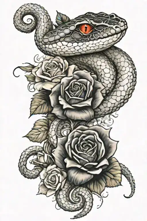 Snake With Crystals And Roses