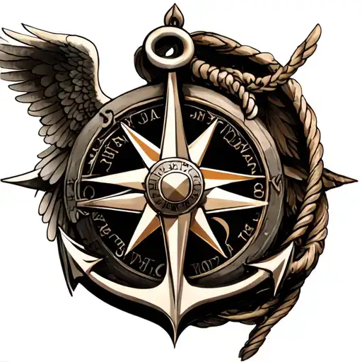 Angel And Compass Anchor Intertwined