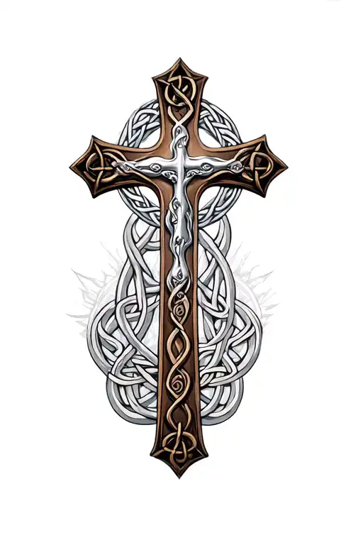 Christian Cross With Celtic Symbols