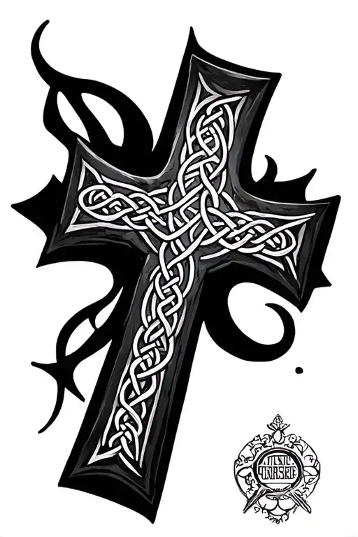 Christian Cross With Celtic Symbols Engraved Inside It