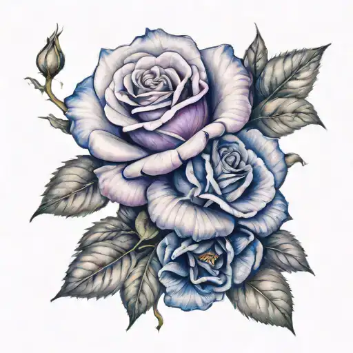 Realistic Rose Violet And Blue