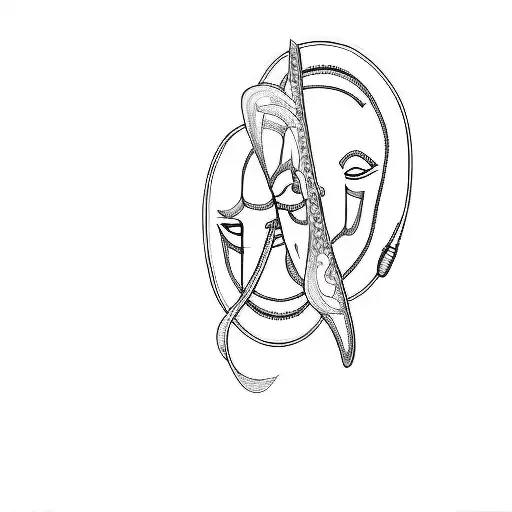 Two Masks On A Black Background