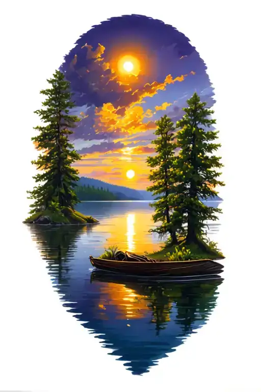 Lake View Sunset Reflecting