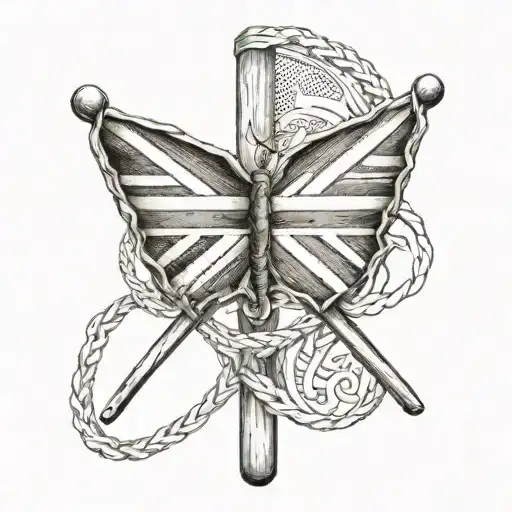 A Dather Symbol Intertwined With A Country Flag Design