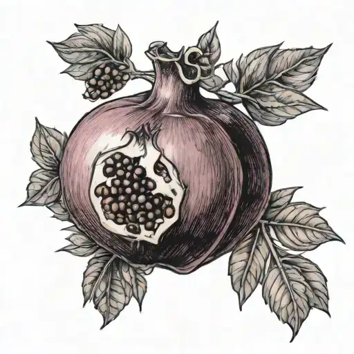 Pomegranate With Jewish Feminist Symbol Intertwined