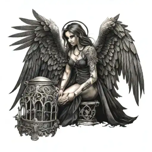 Dark Evil Angel Very Realistic With Metal Wings