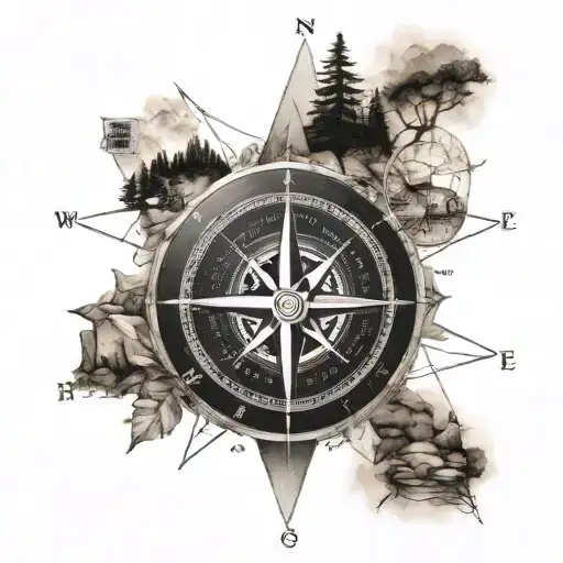 A Compass Rose Surrounded By Different Hiking Trail Markers Representing The Various Paths In Life