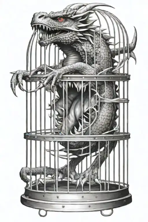 Angry Dragon Trapped In Cage