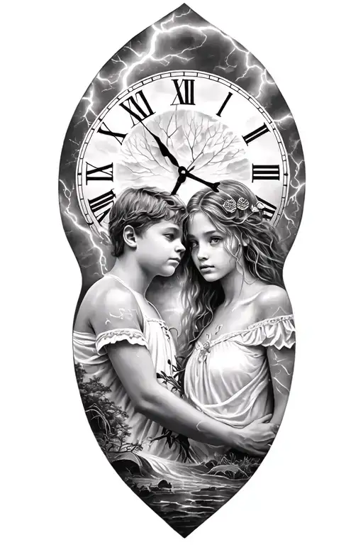 One Boy Two Girls And Lightining Storm And Time And Nature