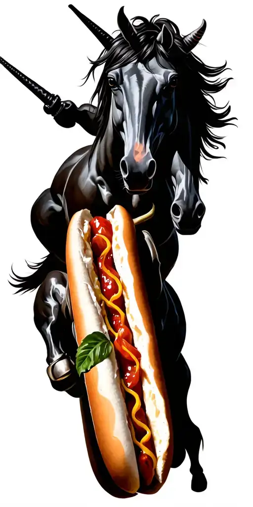 Unicorn Riding A Hot Dog