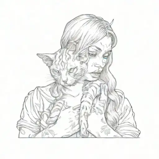 A Devil Woman Holding A Cat