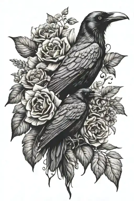 Raven And Dark Flower