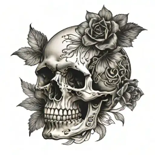 Skull And Dark Flower