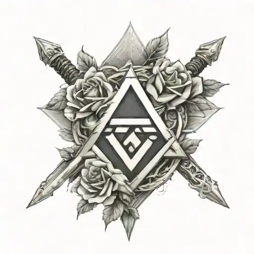 Valknut And Rose And Sword
