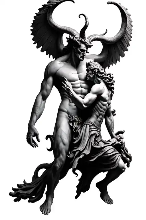 Asmodeus And Lucifer Statues Symbolizing Strength