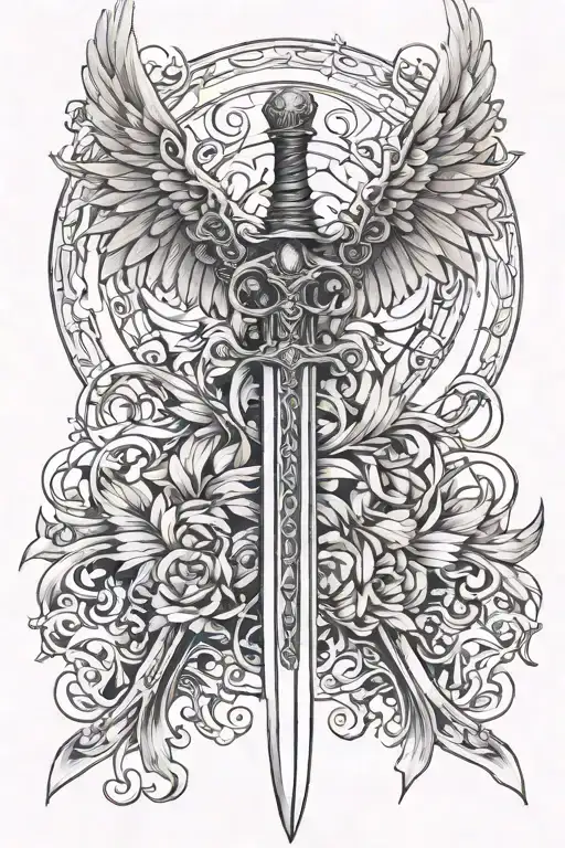 Sword And Wings Symbolize Evil And Dreaminess