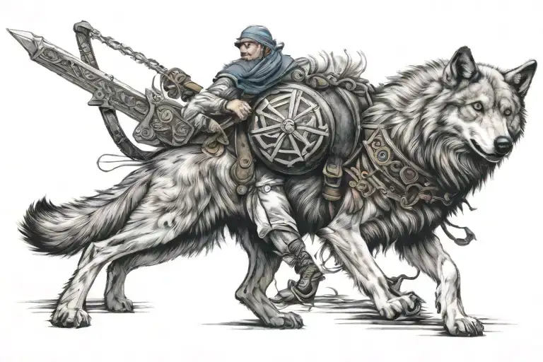 Gokturk Wolf With Turkish And Sword Combined Into One